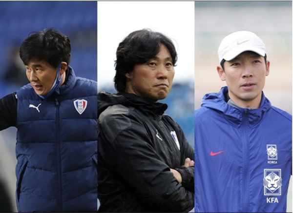 (왼쪽부터) 박건하 수석코치, 최성용 코치, 조용형 코치 (사진 출처: 대한축구협회 제공 / 연합뉴스)