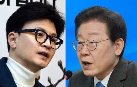 한동훈(왼쪽) 국민의힘 비상대책위원장과 이재명 더불어민주당 대표. 