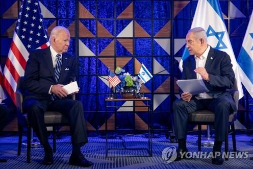 작년 10월 회담하는 바이든 미국 대통령과 네타냐후 이스라엘 총리 (사진 출처: 연합뉴스)