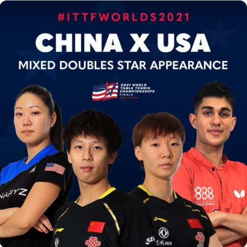 2021 세계탁구선수권대회에서 미중 탁구협회가 혼합복식조 결성을 발표했다. (사진 출처: USA Table Tennis 트위터 캡처)