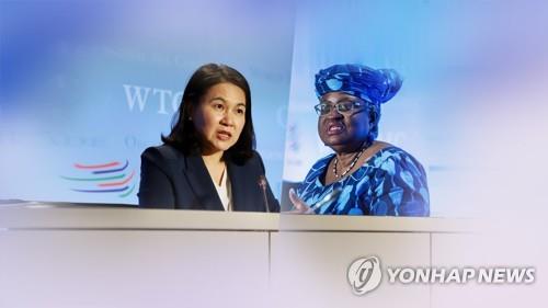 WTO 사무총장 결선투표 오른 유명희 후보와 나이지리아 후보 [연합뉴스TV 제공]