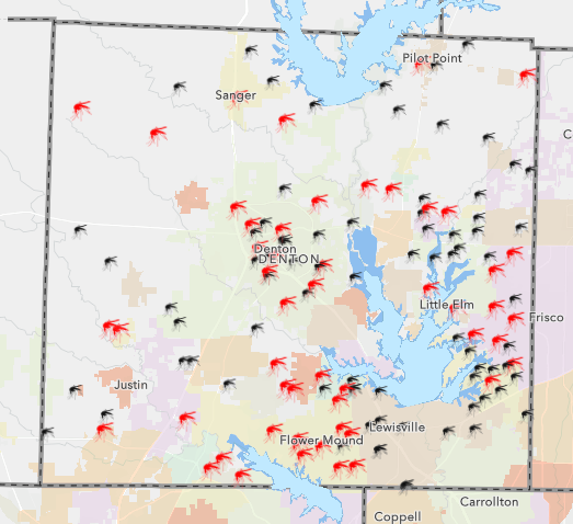 2024 Interactive Mosquito Map for Denton County (사진 출처: www.dentoncounty.gov 캡처)