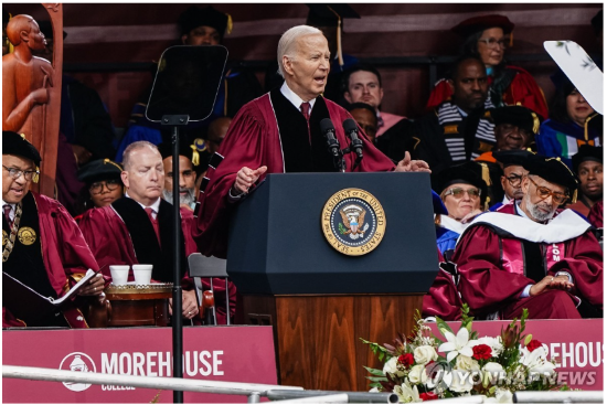19일 모어하우스 대학 졸업식에 참석한 조 바이든 미국 대통령 (사진 출처: 연합뉴스)