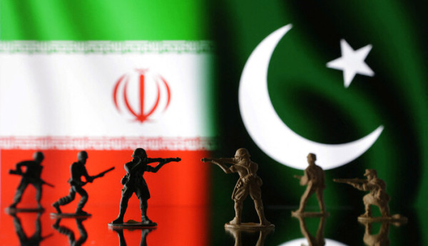 이란과 파키스탄의 충돌을 형상화한 일러스트  