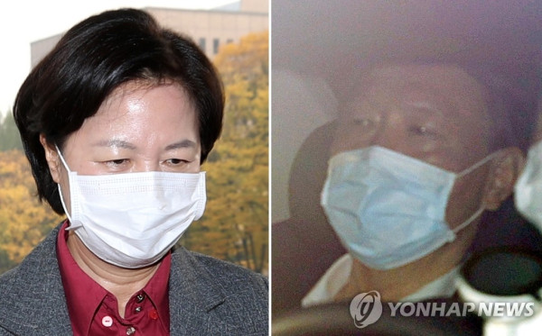 출근하는 추미애 장관과 윤석열 검찰총장 (과천·서울=연합뉴스) 박동주 김인철 = 27일 오후 추미애 법무부 장관(왼쪽)이 정부과천청사 법무부로 들어서고 있다. 윤석열 검찰총장도 이날 오전 서울 서초구 서초동 대검찰청으로 출근하고 있다. 2020.10.27 photo@yna.co.kr