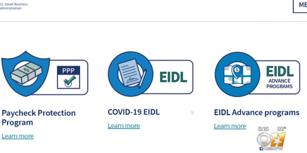 Targeted EIDL Advances 신청 페이지 (사진 출처: CBS DFW 캡처)