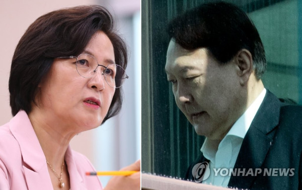 추미애 법무부 장관(왼쪽)과 윤석열 검찰총장(연합뉴스 자료사진)