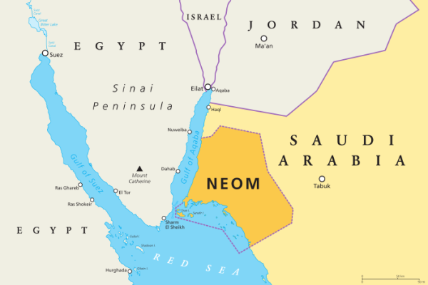 사우디 아라비아기 홍해 연안에 계획중인 5천억 달러 규모의 미래형 거대 도시 NEOM 