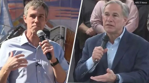 민주당의 베토 오루크(Beto O`Rourke, 왼쪽), 공화당 후보 그렉 애봇(Greg Abbott, 오른쪽) NBC DFW 캡처)