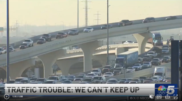 DFW 지역의 급격한 인구 증가로 도로 인프라는 계속 열악  (사진 출처: NBCDFW NEWS 캡처)