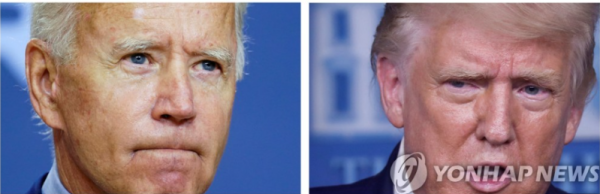 도널드 트럼프 미국 대통령(우)과 조 바이든 민주당 대선 후보 (사진 출처: 연합뉴스(