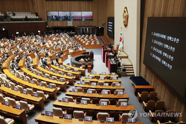 더불어민주당이 발의한 최재해 감사원장과 이창수 서울중앙지검장 등 3명에 대한 탄핵소추안이 5일 국회 본회의를 통과했다.