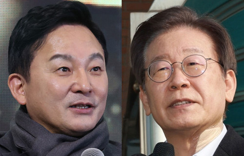 왼쪽부터 원희룡 전 국토교통부 장관과 이재명 더불어민주당 대표. 