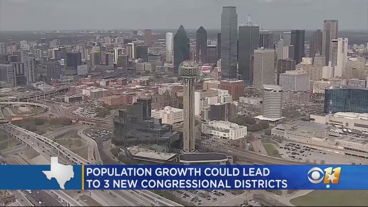 텍사스의 인구 증가로 인해 3석의 연방 의석이 추가될 것으로 예상됐다. (사진 출처: CBS dfw)