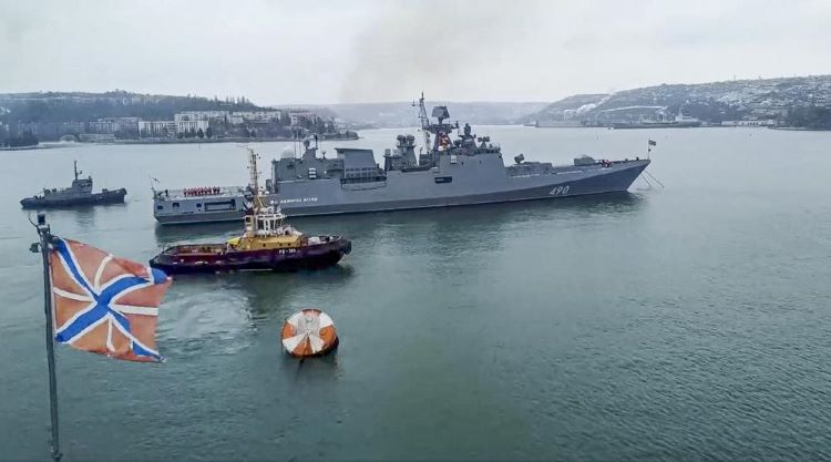 러시아와 중국이 아라비아해 서쪽 해역에서 연합 해상훈련을 진행했다. (사진 출처: AP통신)