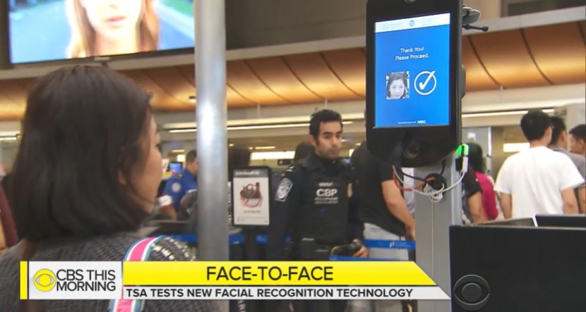 안면인식기술 도입한 공항 보안검색대 (사진 출처:  CBS 뉴스 캡쳐)