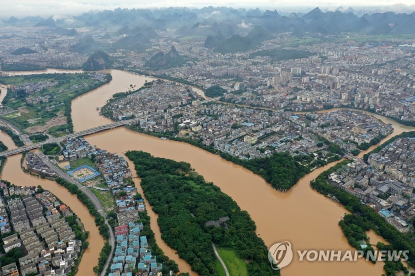 폭우로 물바다 된 중국 구이린 시가지